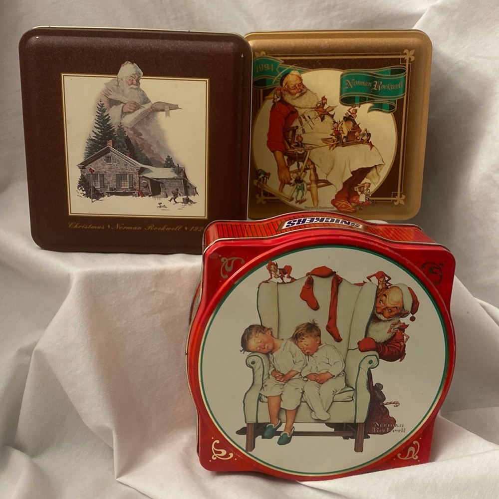 Lot of 3~Snickers 93’-95’ Norman Rockwell Christmas Tins~Limited Editions.